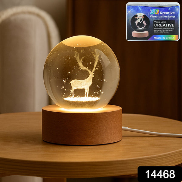 Crystal Ball Night Light Glass Ball Night Lamp with Wood Base