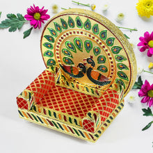 Meenakari Work Laddu Gopal Singhasan  / Sihasan for Pooja Mandir Wooden Krishna Ladoo Bal Gopal Sofa Asan, Home Decorative Premium Look Decorative Singhasan Suitable For Home, Office, Restaurant (2 Pc Set)