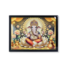 Divine Lord Ganesha Wall Painting with Wooden Frame Mix Design, 60x45 Cm Approx (1 Pc)